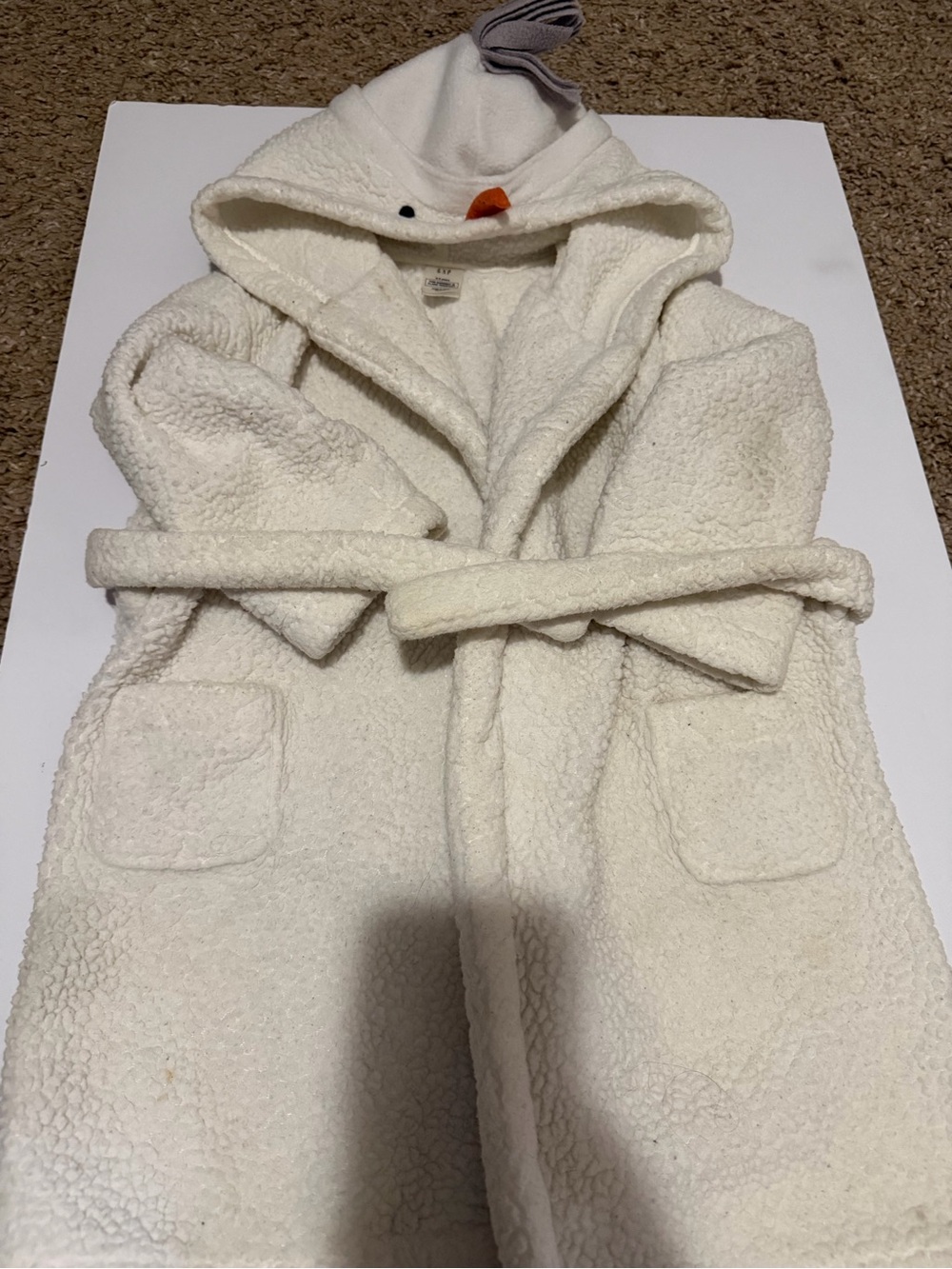 GAP Cream Plush Hooded Kids Robe with Character Hood